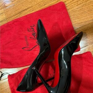 Christian Louboutin Glossy Black Heels with Signature Red Soles
